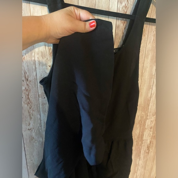 Madewell smocked button-front crop jumpsuit black size 16 wide leg viscose - Picture 7 of 7